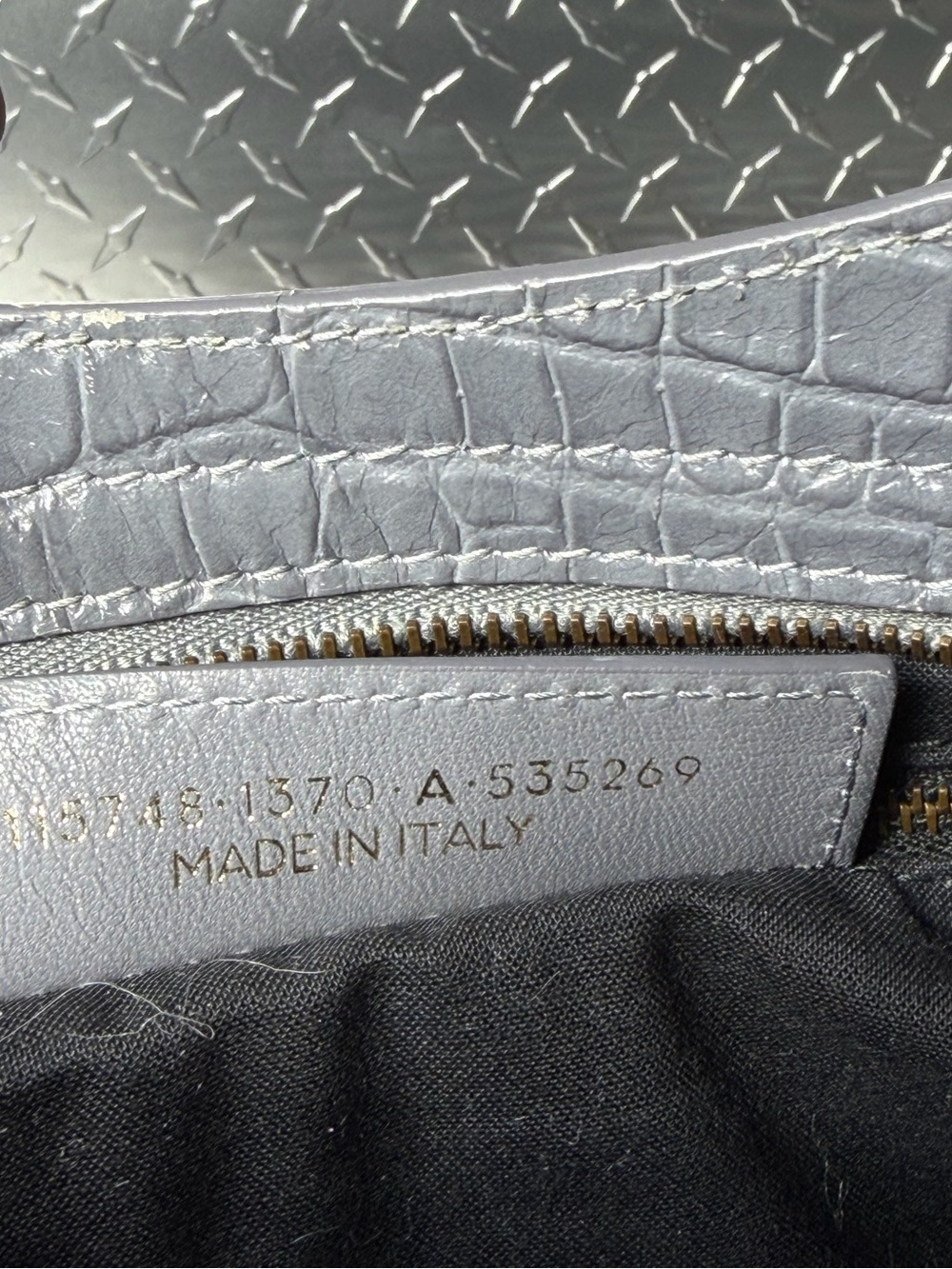 Balenciaga Croc Embossed Moto Medium City Bag in Grey - Picture 10 of 10
